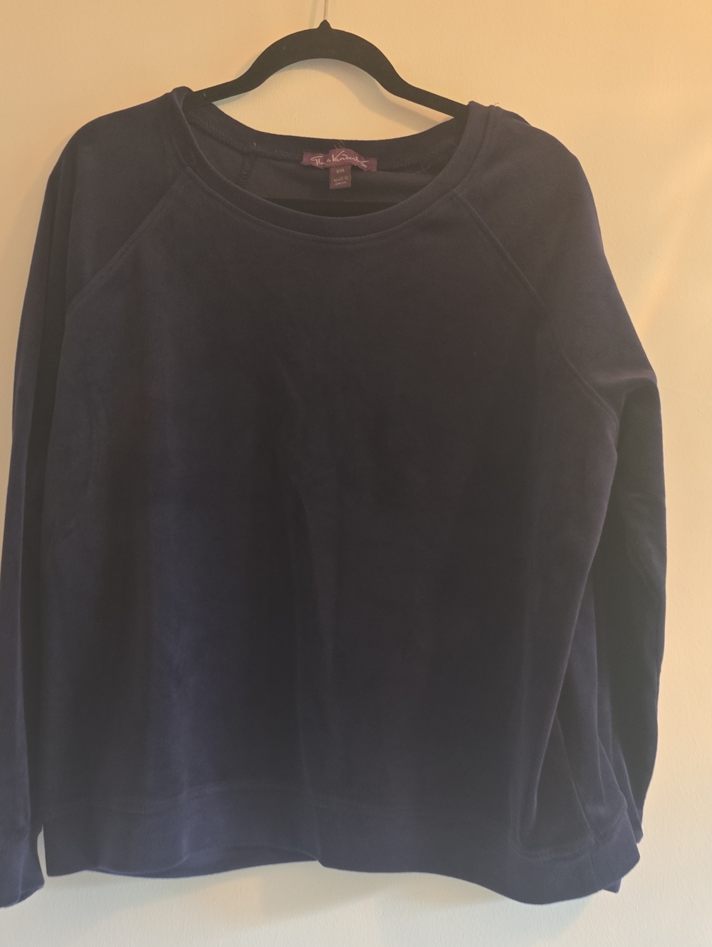 Gloria Vanderbilt Velour Sweatshirt - Navy Blue